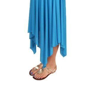 MaiTai Small Blue Asymmetrical Raw Edge Flare Hem Hanky Skirt w/hipslip